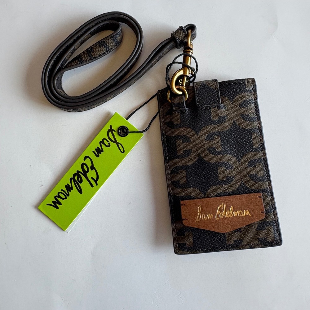 Sam Edelman Heritage‎ Brown Signature Card Case Lanyard Wallet SEH10314-997 NEW